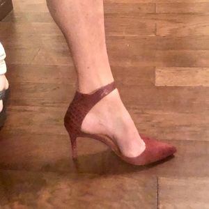 Halogen suede & Leather ankle strap heels